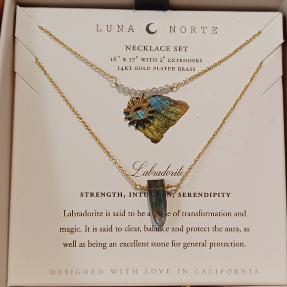 2 Pc Luna Norte gold  plated double Layer Necklace With 14kt gold plated - Picture 6 of 7